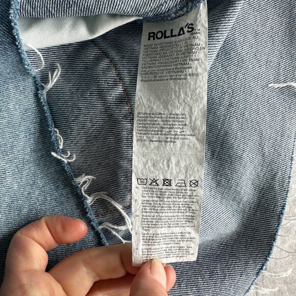 Rolla’s High Waist Distressed Hem Denim Mini Skirt Size 27 New - Picture 6 of 6